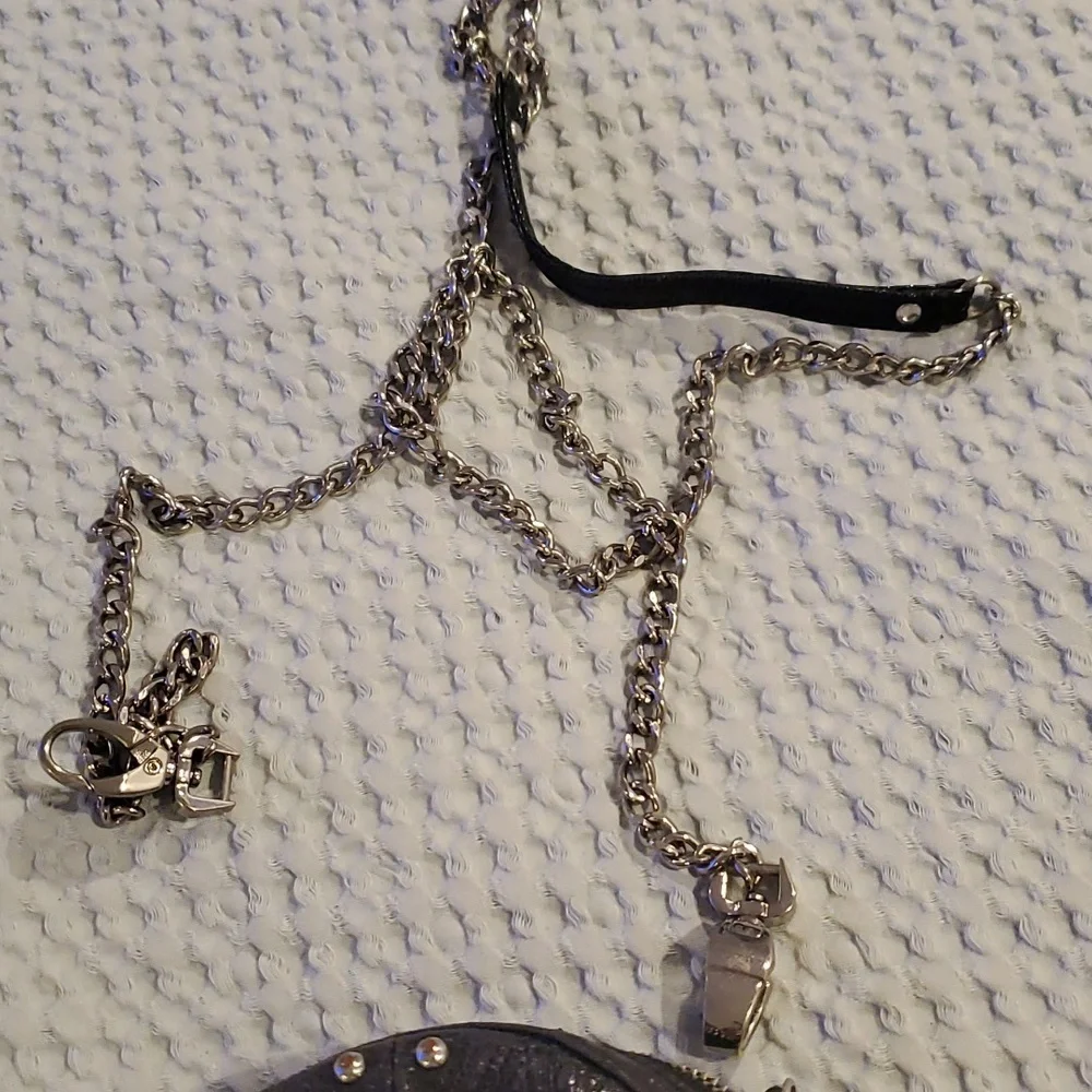 NWT! JUNIOR DRAKE NANO MINI CROSSBODY BOYSENBERRY STUDDED BAG METALLIC P… - Picture 4 of 7